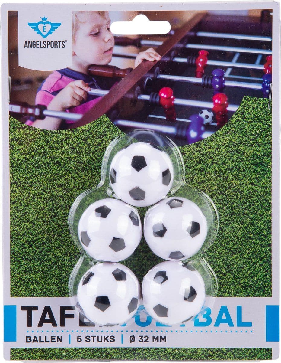 Tafelvoetballetjes - 3,2 cm - zwart/wit (5 st.)