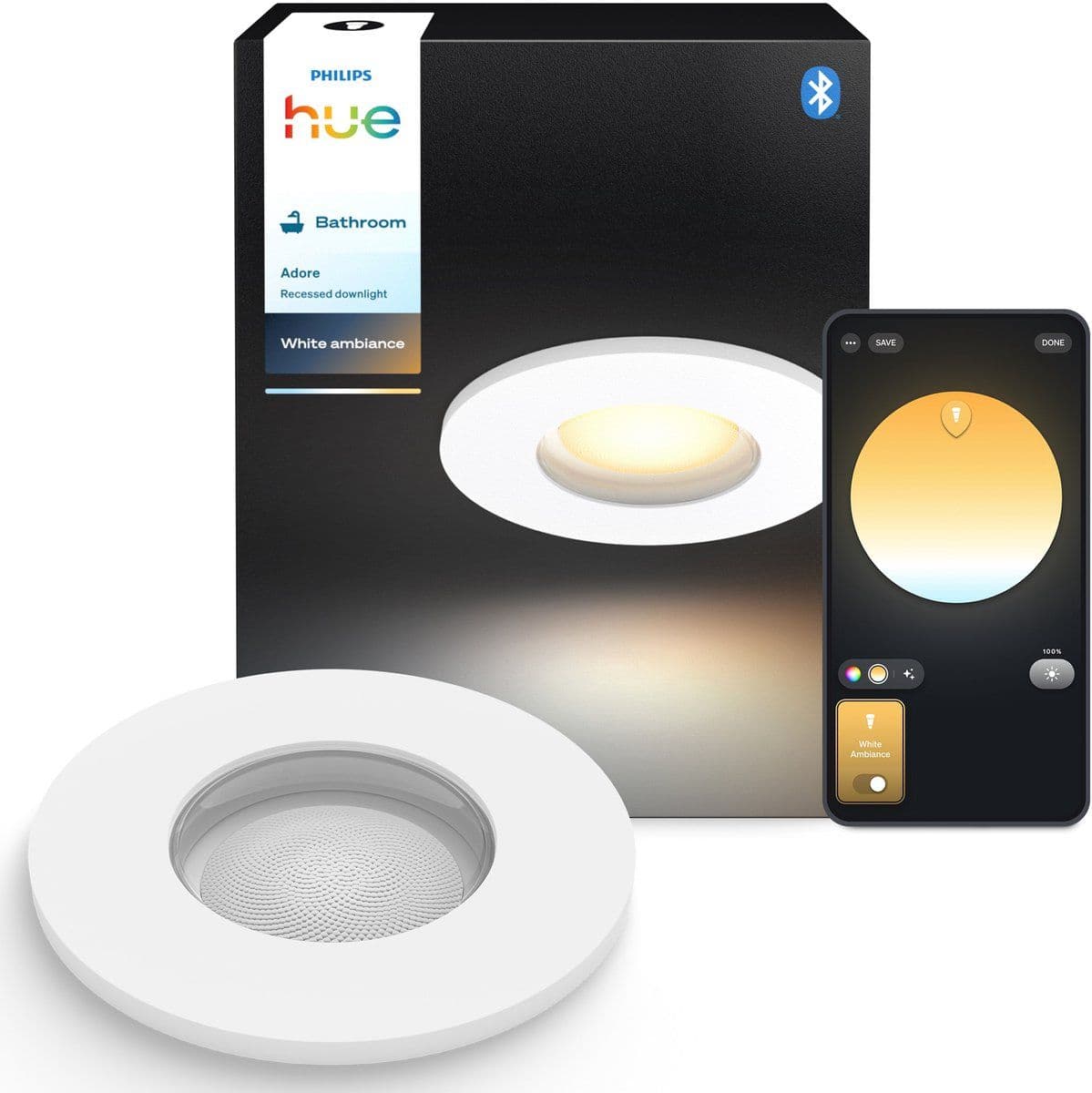 Philips Hue Adore - badkamerinbouwspot - warm tot koelwit licht - wit (1-pack)