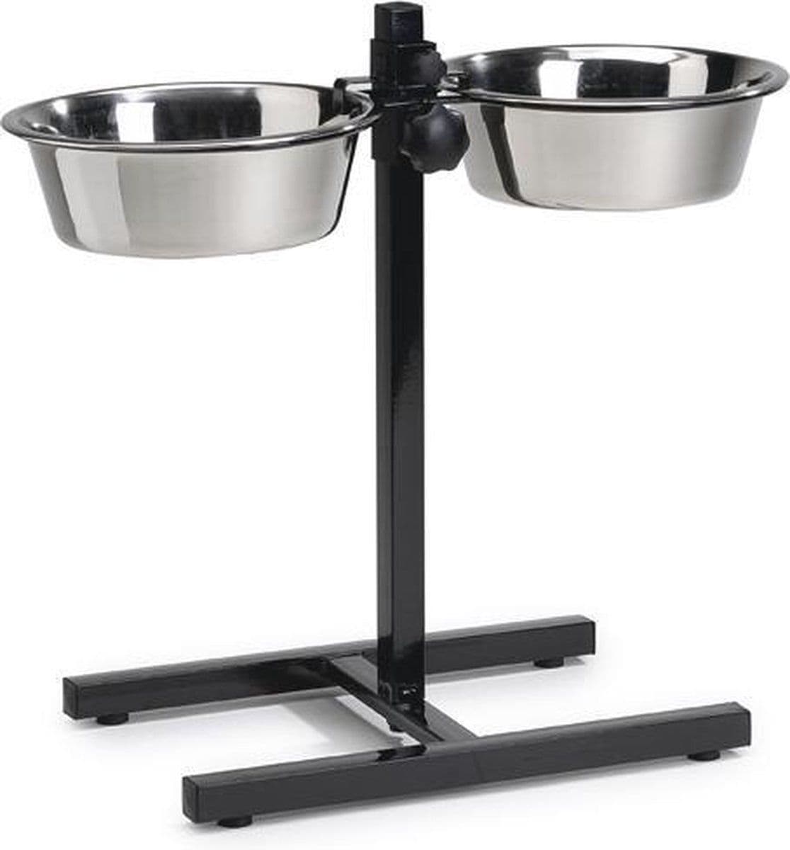 Beeztees Standaard - Dinerset Hond - 2 RVS bakken - Zwart - 25 cm