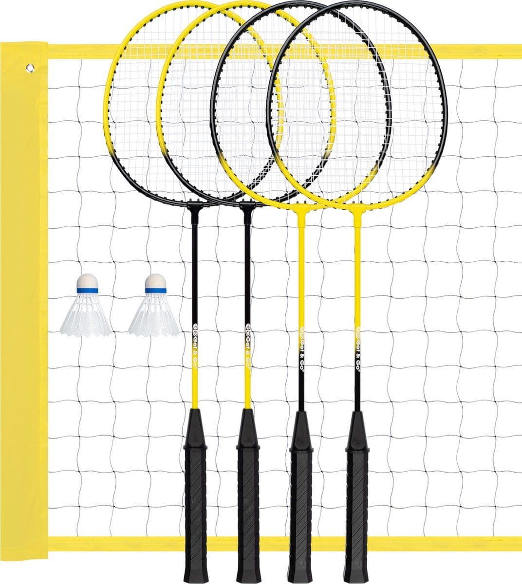 Get & Go Badminton set - 4 spelers - Net 60 x 400 cm - Verstelbare hoogte max 170 cm