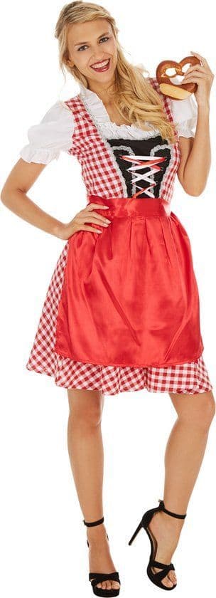 Dressforfun Dirndl Wiesn Madl - Dameskostuum Oktoberfest - Vetersluiting met blouse en schort - XXL