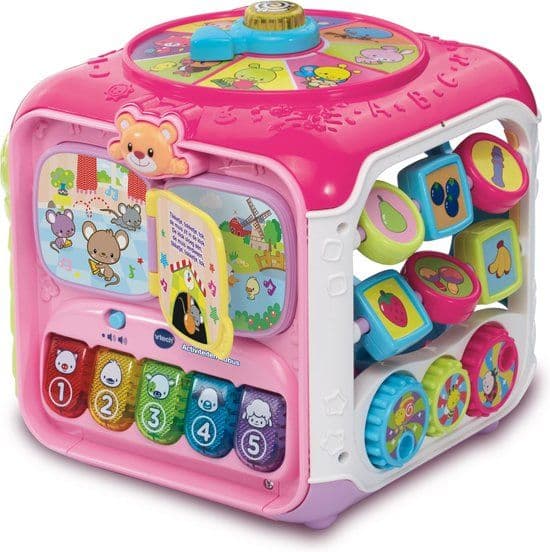 VTech Baby Activiteiten Kubus - Educatief Babyspeelgoed - Dieren Cijfers Kleuren - Roze