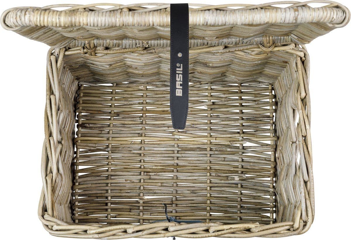 Basil Dax S - Fietsmand - Rotan met deksel - Grijs