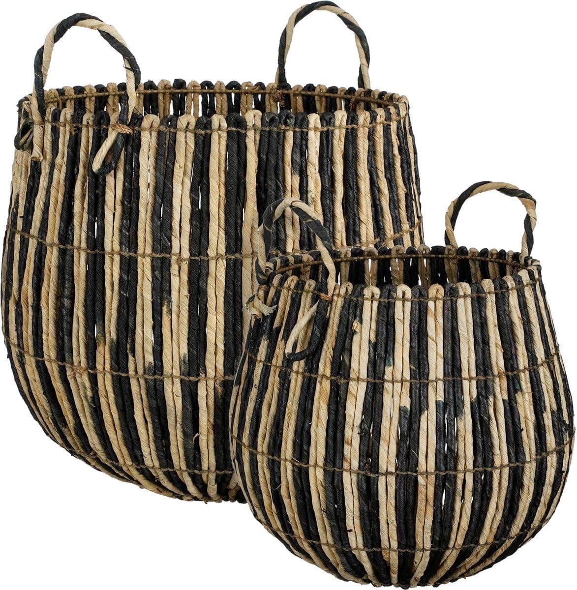 Mica Decorations Ronda Mand - Set van 2 - H40 x Ø44 cm - Zwart (2 stuks)