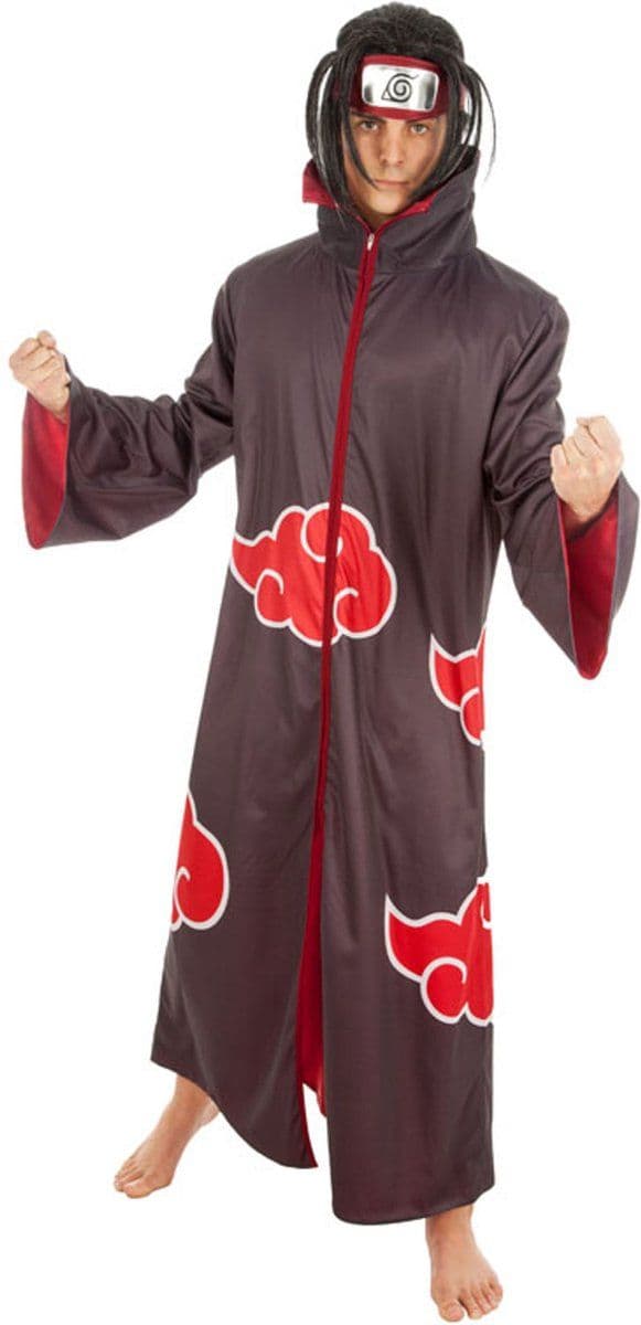 CHAKS Naruto Itachi kostuum - Gewaad met hoofdband - Kledingmaat L - Zwart