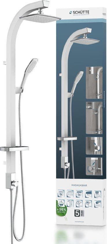 SCHÜTTE MADAGASKAR - Douchesysteem - Regendouche 121 cm - Wit & Chroom