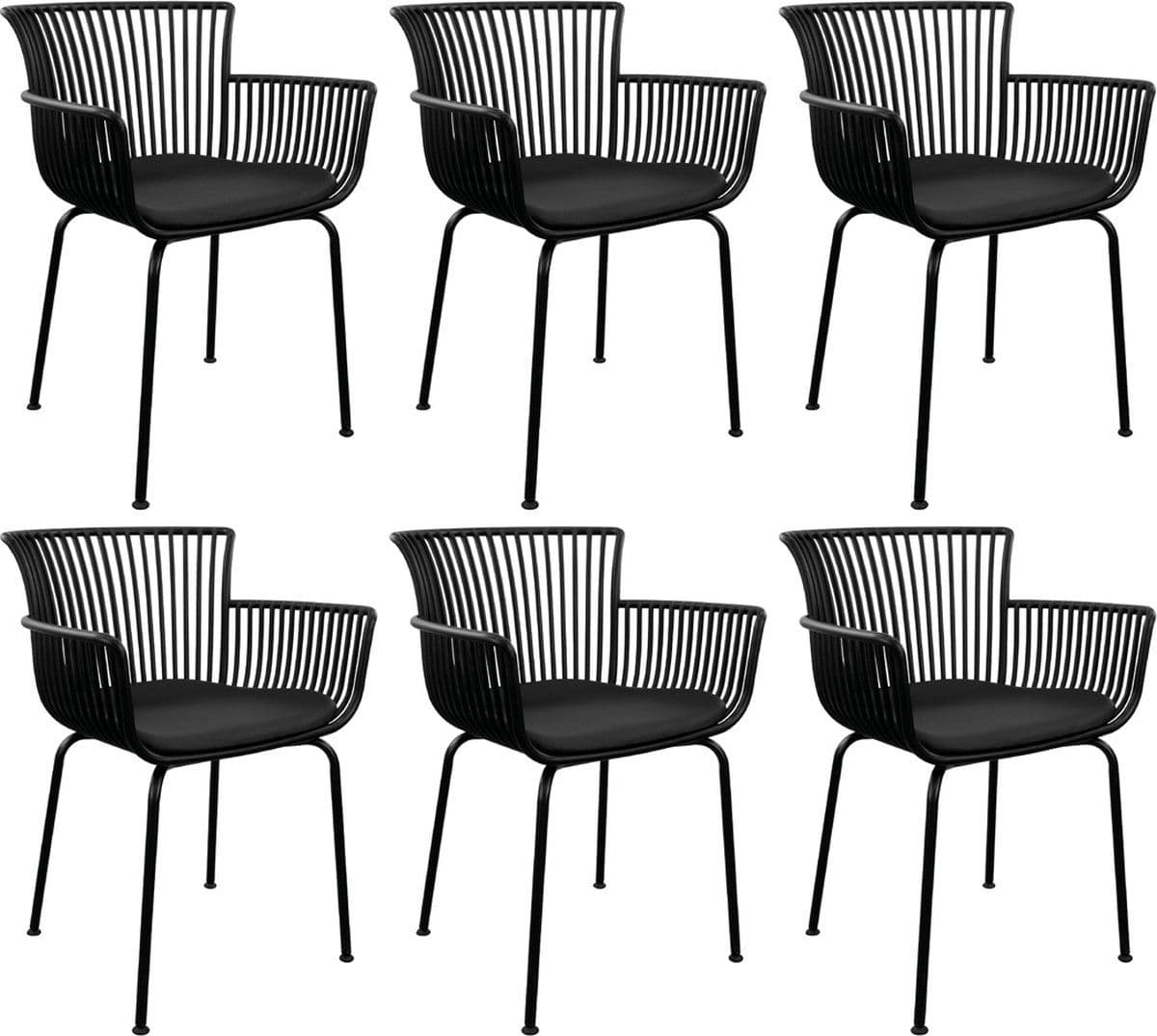 Set van 6 Kick tuinstoel Otis - Zwart