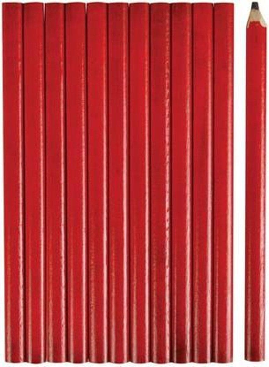 Velleman Timmermanspotlood 175 mm - 12 stuks - Rood (12 st.)