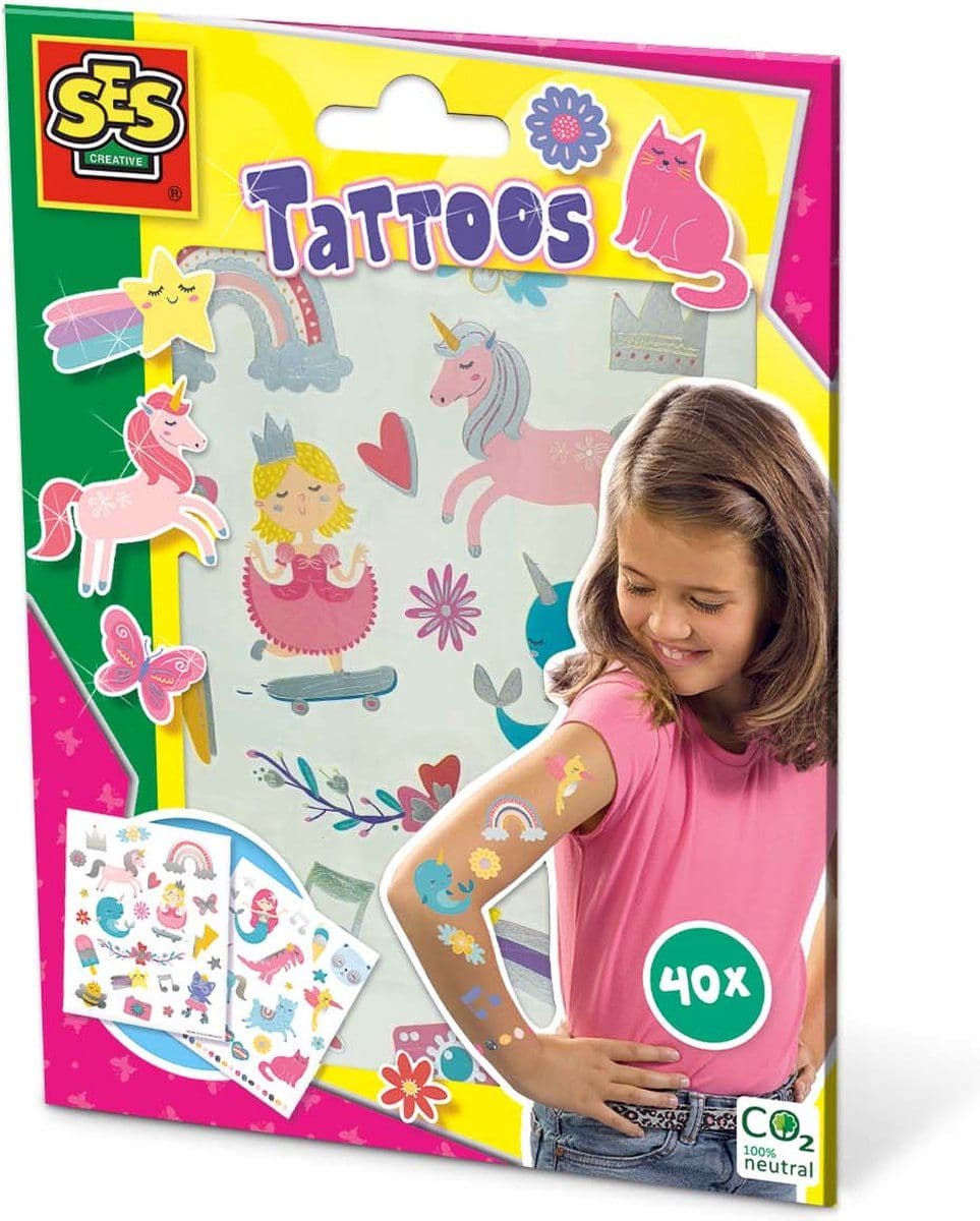 SES - Tattoos voor kinderen - 40 Sprookjes tattoos - gemakkelijk afwasbaar - Neptattoo - Kindertattoos - Plak Tattoos