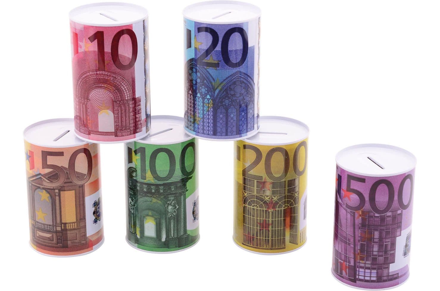 Metalen spaarpot - Eurobiljet print - 8x13 cm