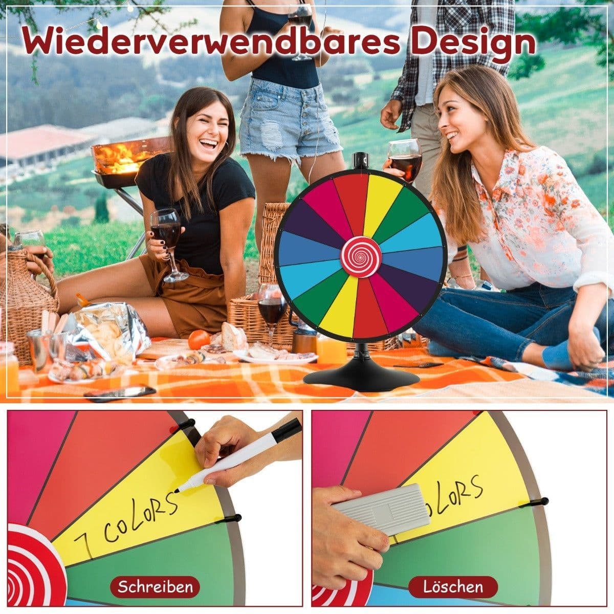 Coast - Wiel van Fortuin Ø60 cm - Verstelbaar voor tafel of vloer - Kleurrijk