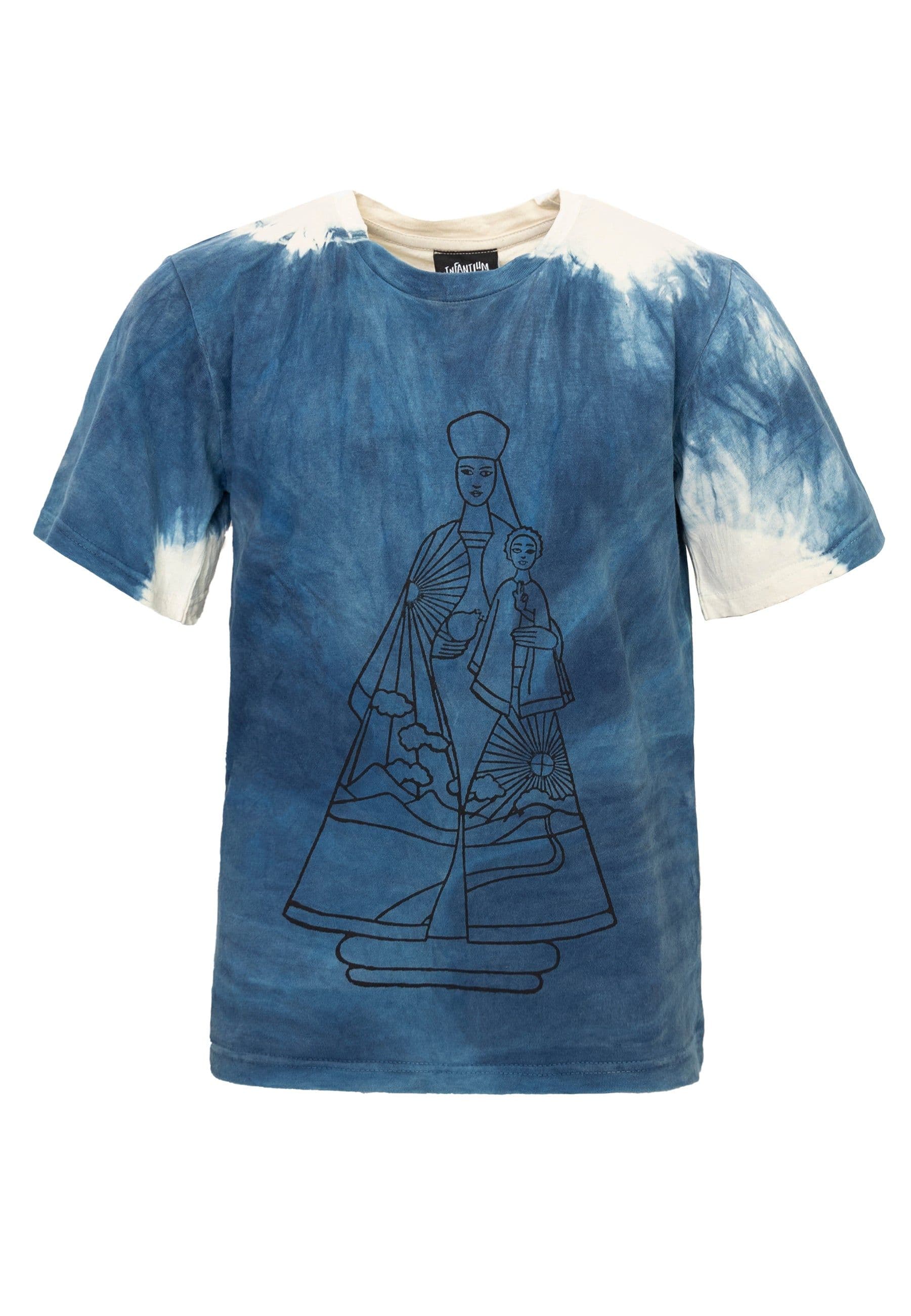 Infantium Victoria Ambachtelijk T-shirt natuurlijk geverfd indigo met handafdruk