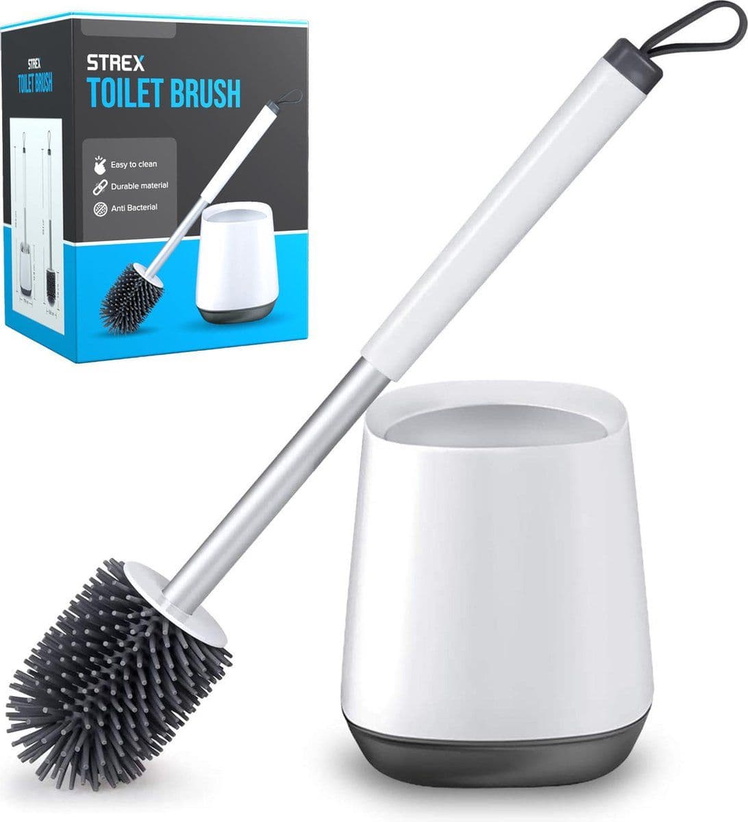 Strex Toiletborstel Siliconen - WC Borstel - Sneldrogend Antibacterieel - 38 cm