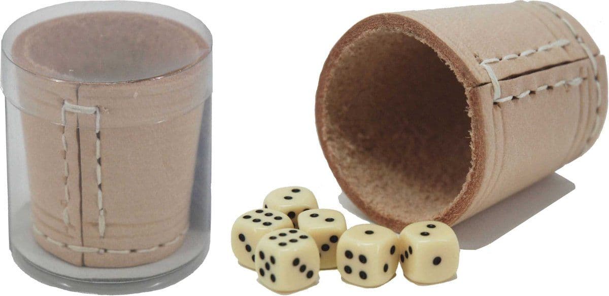 Dobbelbeker-set - mini 5 cm - echt tuig-leder naturel