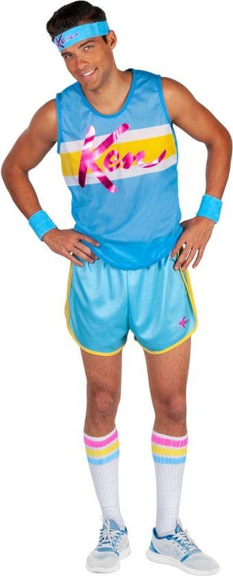 Rubies Exercise Ken - Heren kostuum - Tank top short hoofdband zweetbanden hoge sokken - Multi