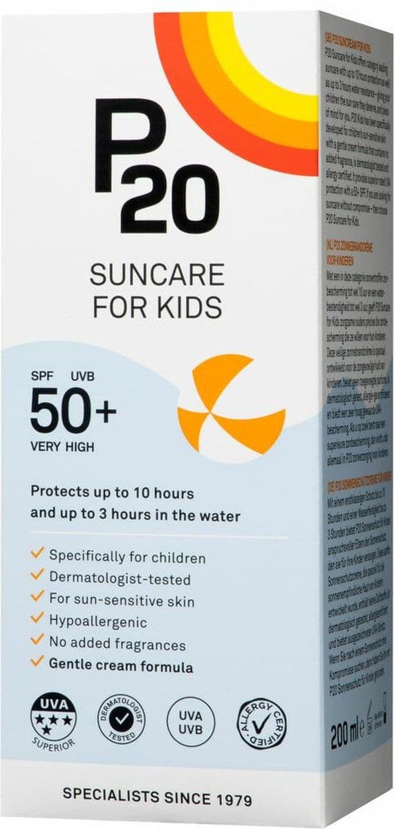 P20 Kids SPF 50+ - Zonnebrand lotion - Tot 10 uur bescherming - 200 ml