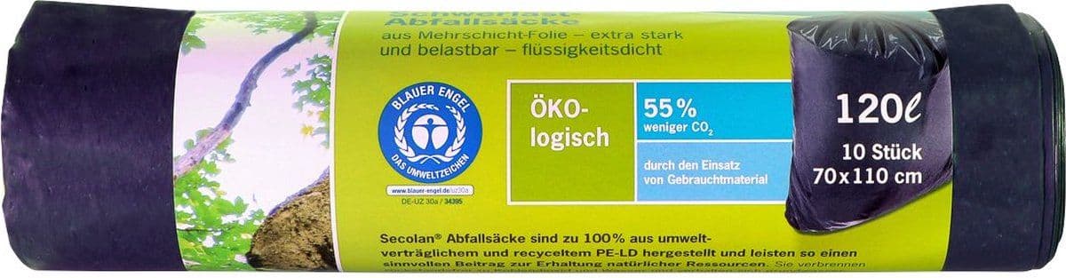 Secolan vuilniszakken 120 l - grijs/zwart
