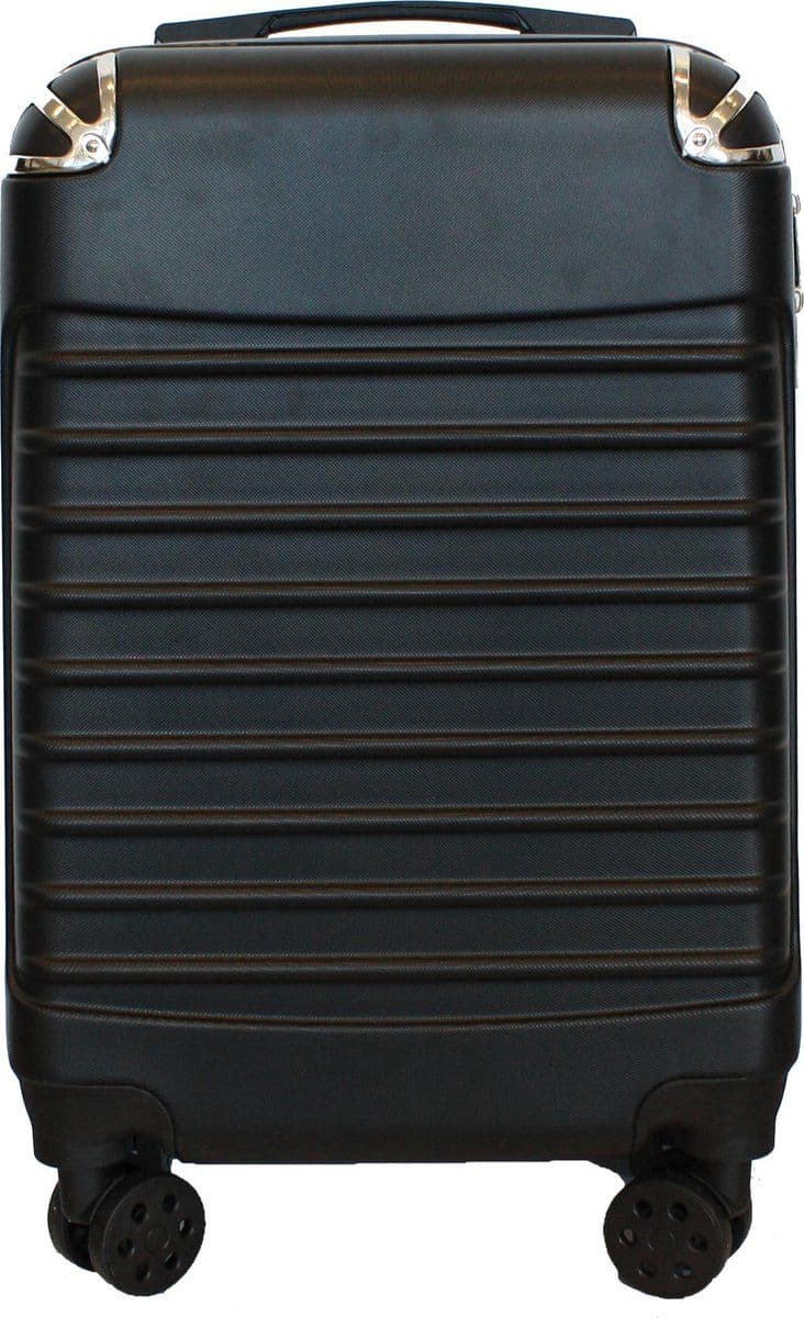 Handbagage trolley koffer hardcase 54x34x20 cm - 4 wielen - zwart