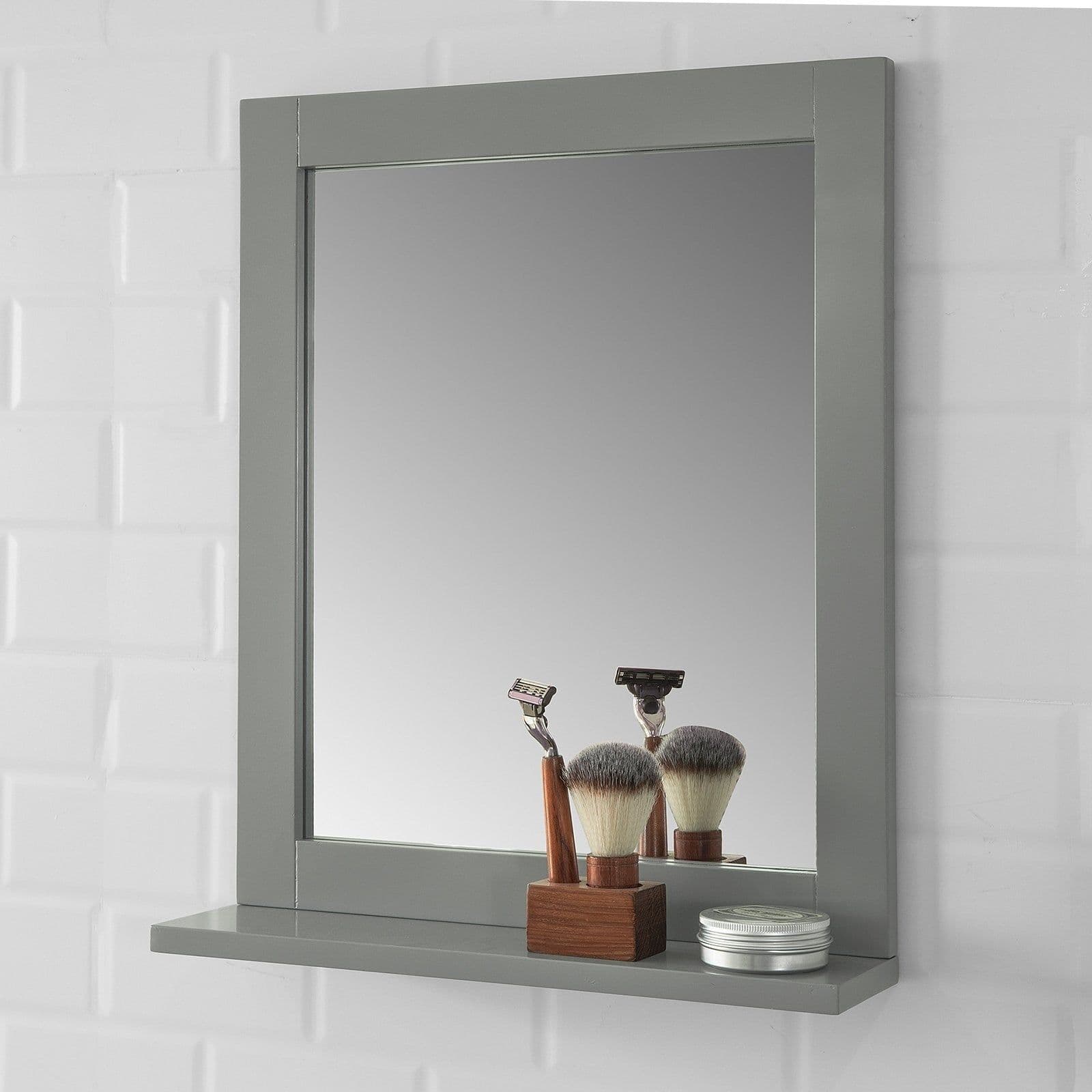 SoBuy FRG129-SG - Badkamerspiegel - Plank - Donkergrijs - 40x50x10 cm