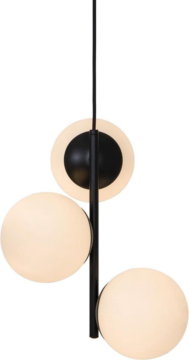 Nordlux Lilly - Hanglamp 3x E14 - Opaal glas/zwart