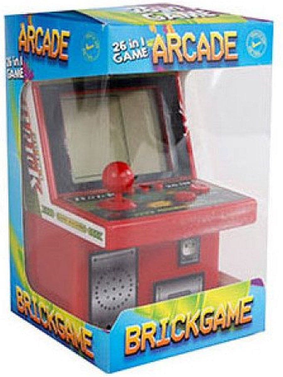 Van Manen Veenendaal BV Arcade Brickgame - Retro Spielautomat - 26 spellen met joystick en geluid - Blauw of Rood