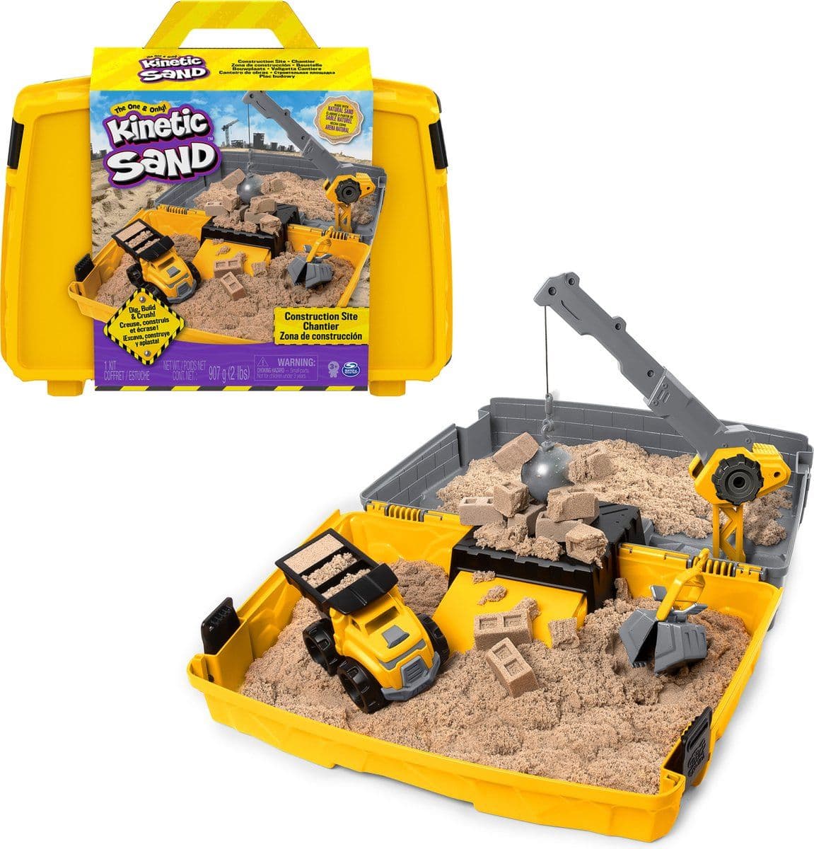 Kinetic Sand - Bouwplaatskoffer - 907g origineel kinetisch zand