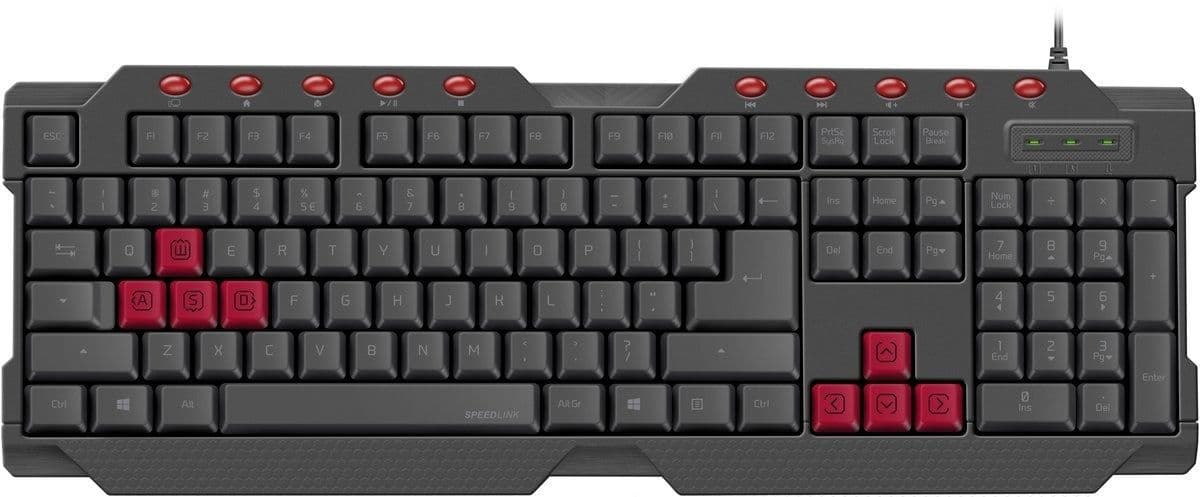 Speedlink FERUS - Gaming Toetsenbord - 10 extra multimedia toetsen - Rood