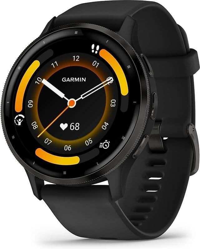 Garmin Venu 3 45 mm grijs van roestvrij staal met zwart behuizing en siliconen polsband - wifi