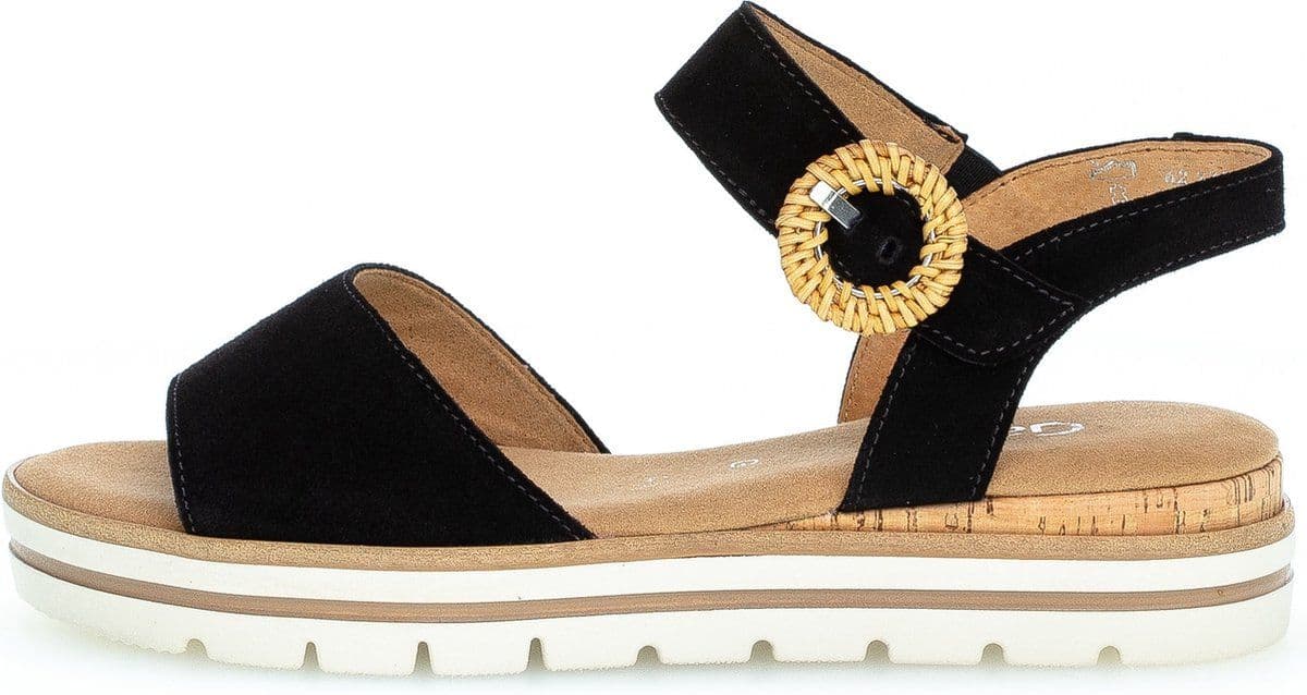 Gabor 82.772.47 - Dames Sandalen - Sportieve sandaal met raffia gesp - Zwart