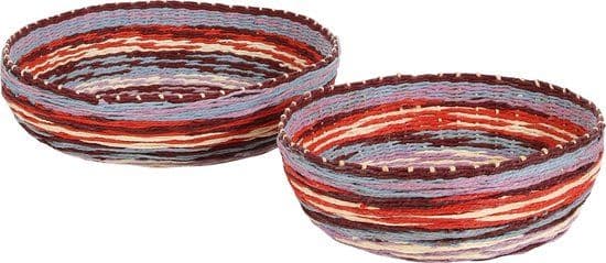 Casa Vivante Stripe Schalen - Opbergmanden - Set van 2 - Multikleur - 35 x 35 x 12 cm (2 stuks)
