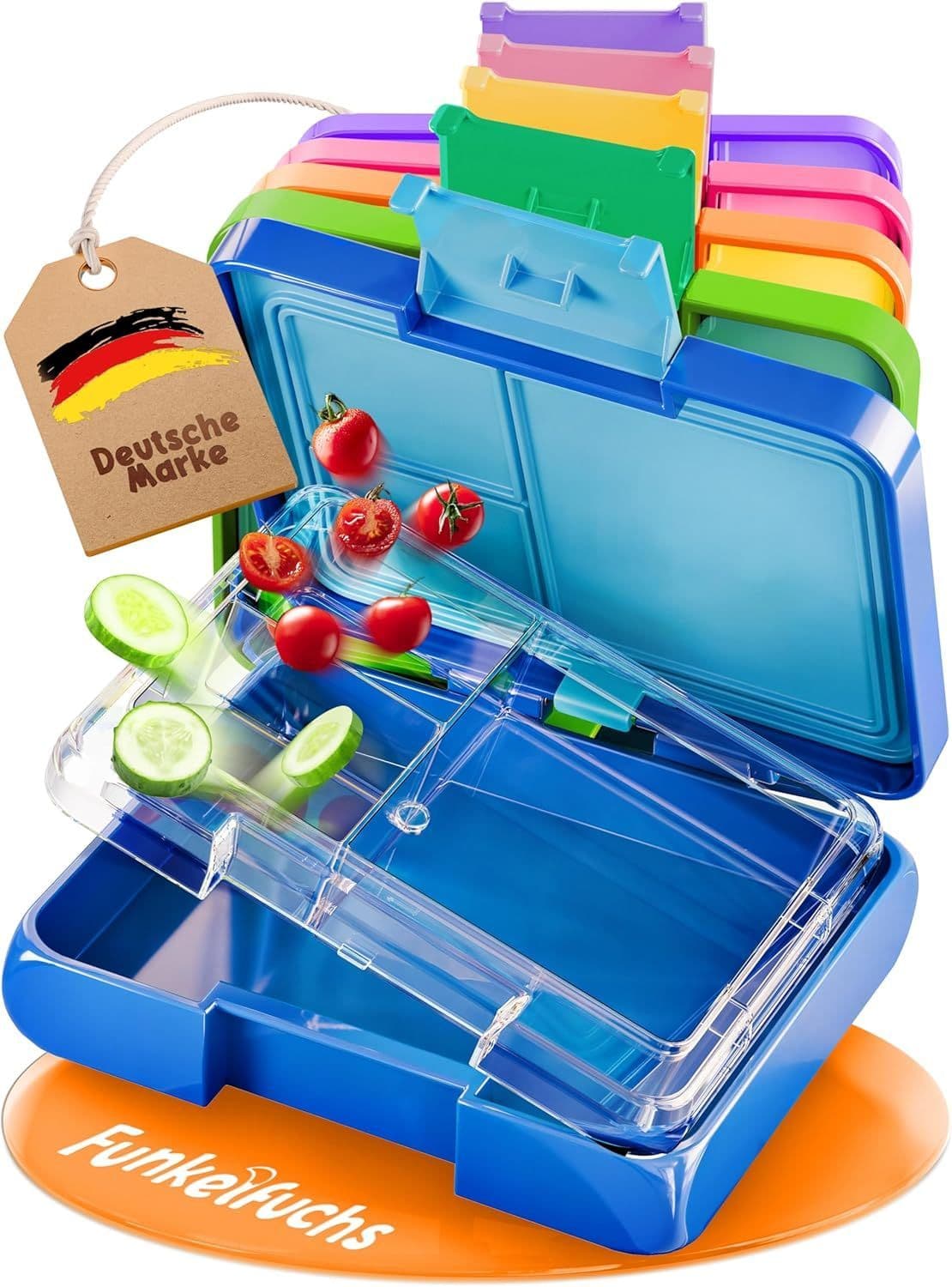 Funkelfuchs® - Lunchbox kinderen - 100% lekvrij - 500ml blauw