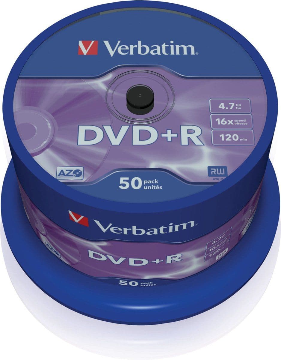 Verbatim 43550 - DVD+R - 4.7GB 16x - Matt Silver (50 stuks)