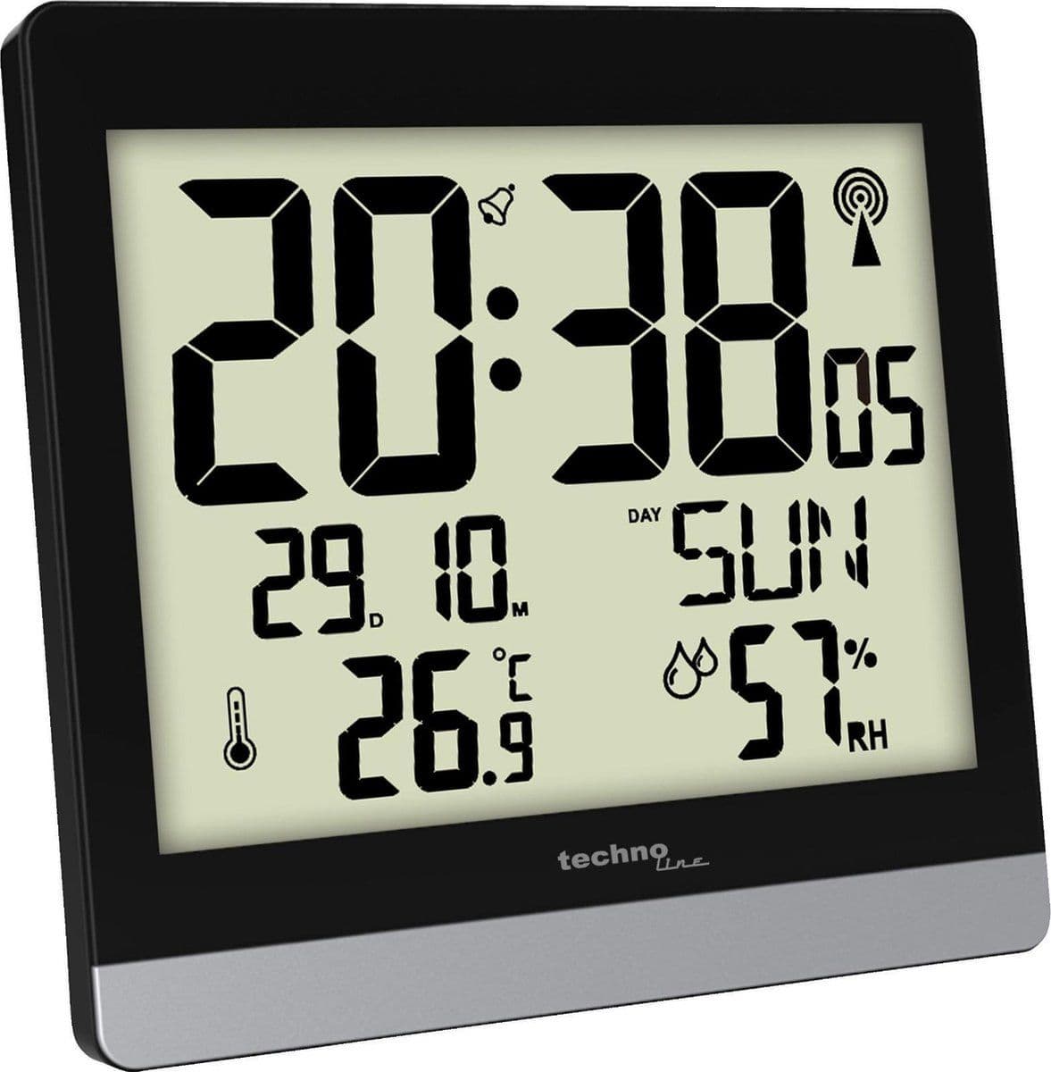 WS 8014 - Radio wandklok - XXL display 12/24h - zwart