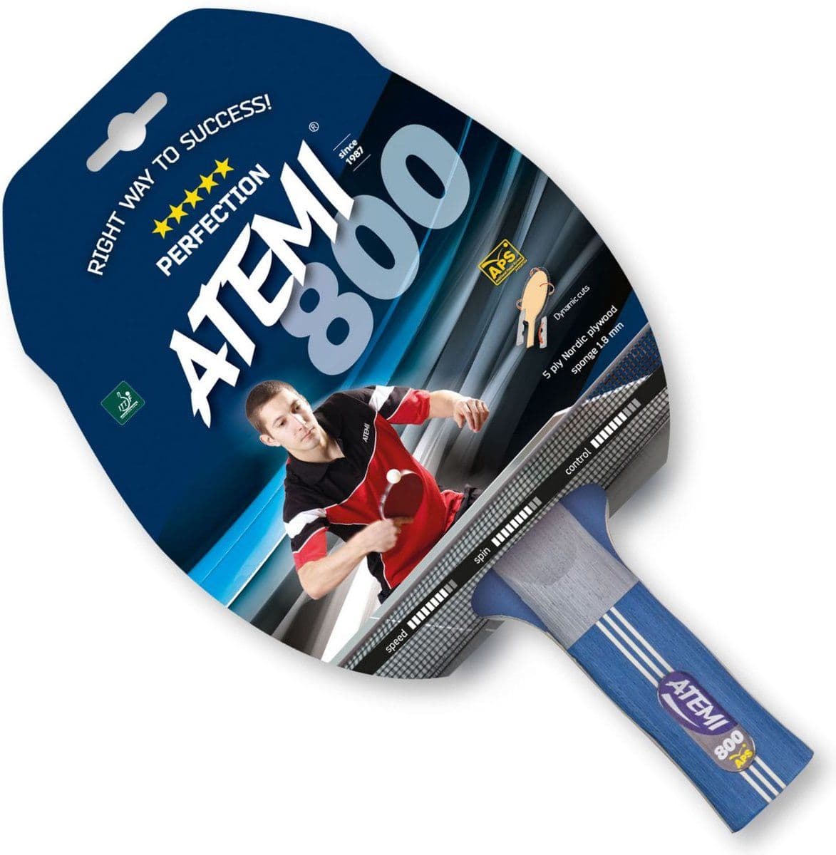 Atemi 800 Anatomic - Tafeltennisbat - 5 Ster ITTF - Speed 80 Spin 60 Control 70