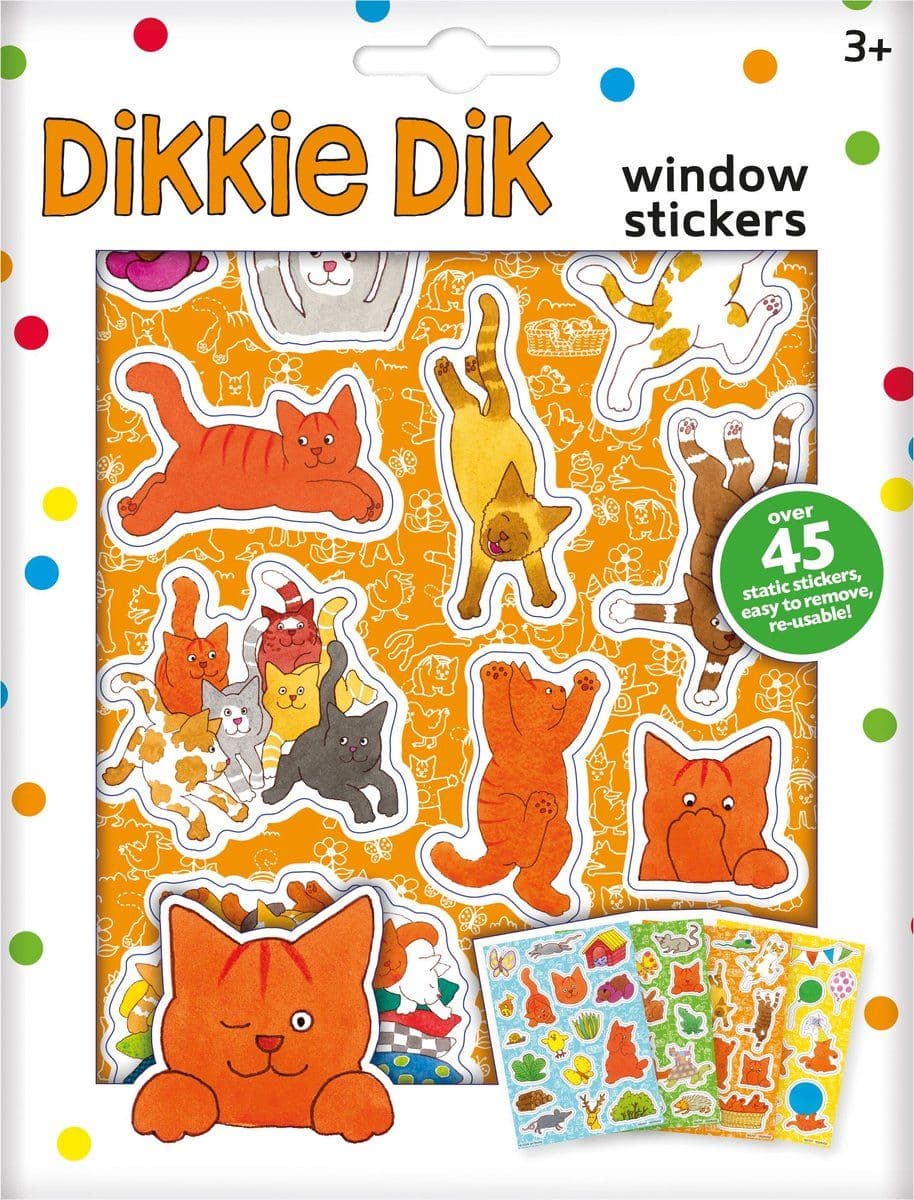 Bambolino Toys Dikkie Dik - Raamstickers set van 45 - Niet permanente verplaatsbaar - Dikkie Dik thema (4 velletjes)