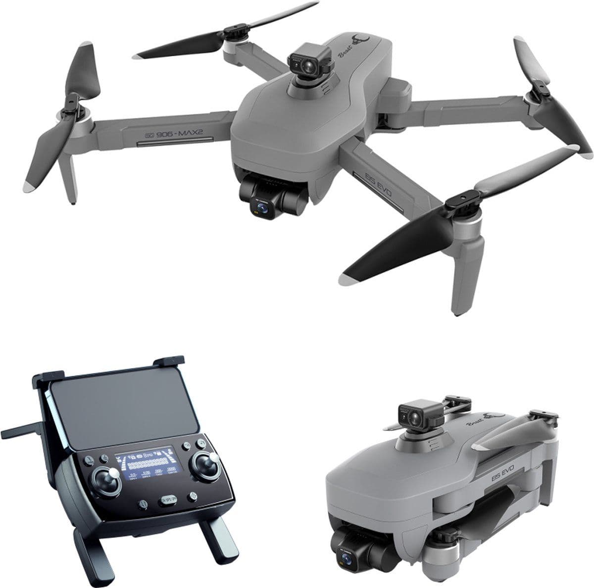 LUXWALLET EvoFly² Dodge - Drone - 45Km/h - 4K GPS - Obstakel Ontwijken - Gimbal 3-as Camera - Grijs