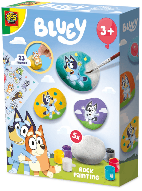 SES Bluey-stenen schilderen 14095 - Knutselset - Schilderen en versieren met stickers