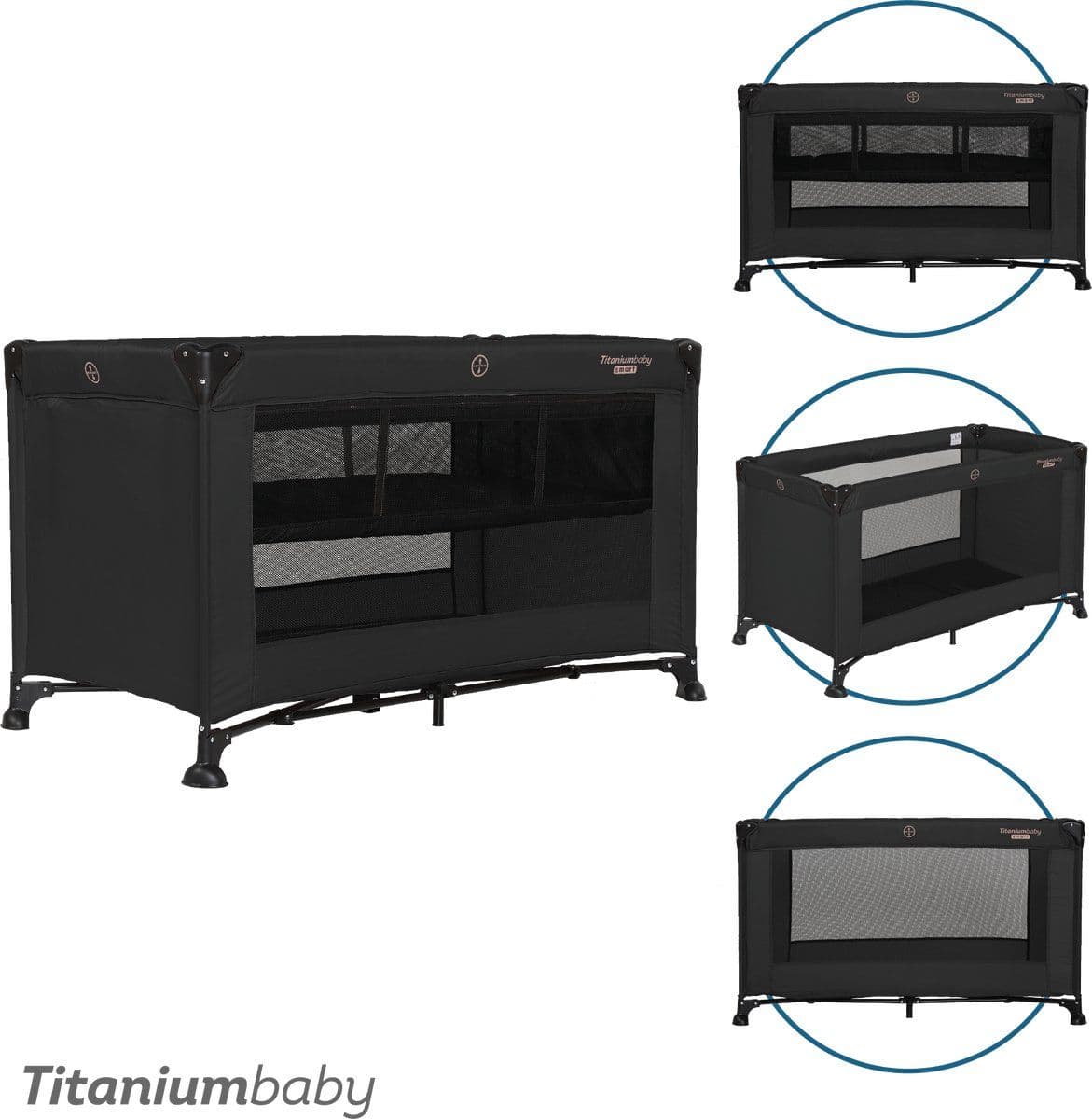 Titaniumbaby SMART Jordan - Campingbed 60x120 cm - Verhoger - Black