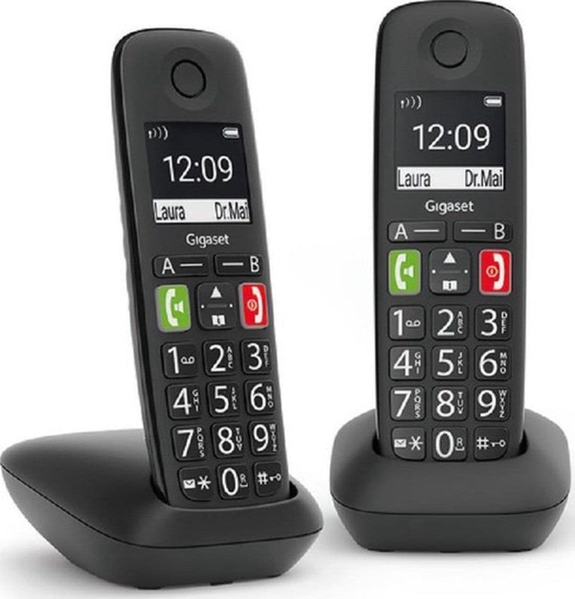 Gigaset E290E - Duo Senioren DECT telefoon - Groot verlicht display - Zwart