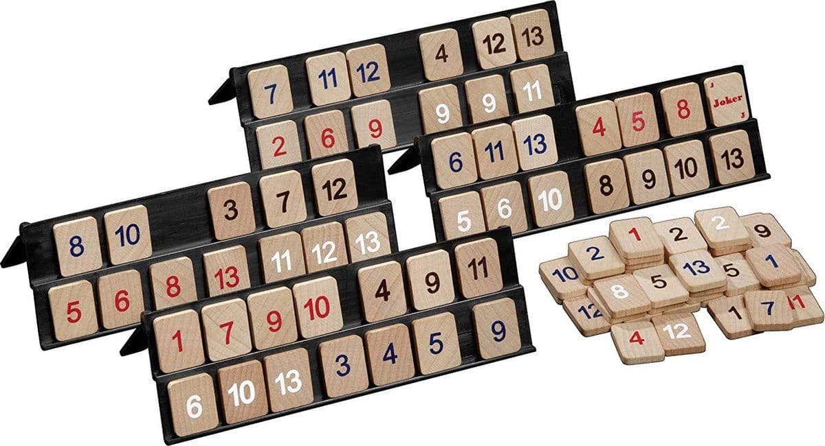 Rummy Reis spel 3613 - Houten speelstenen 25x20x4 mm - Voor 2-4 spelers