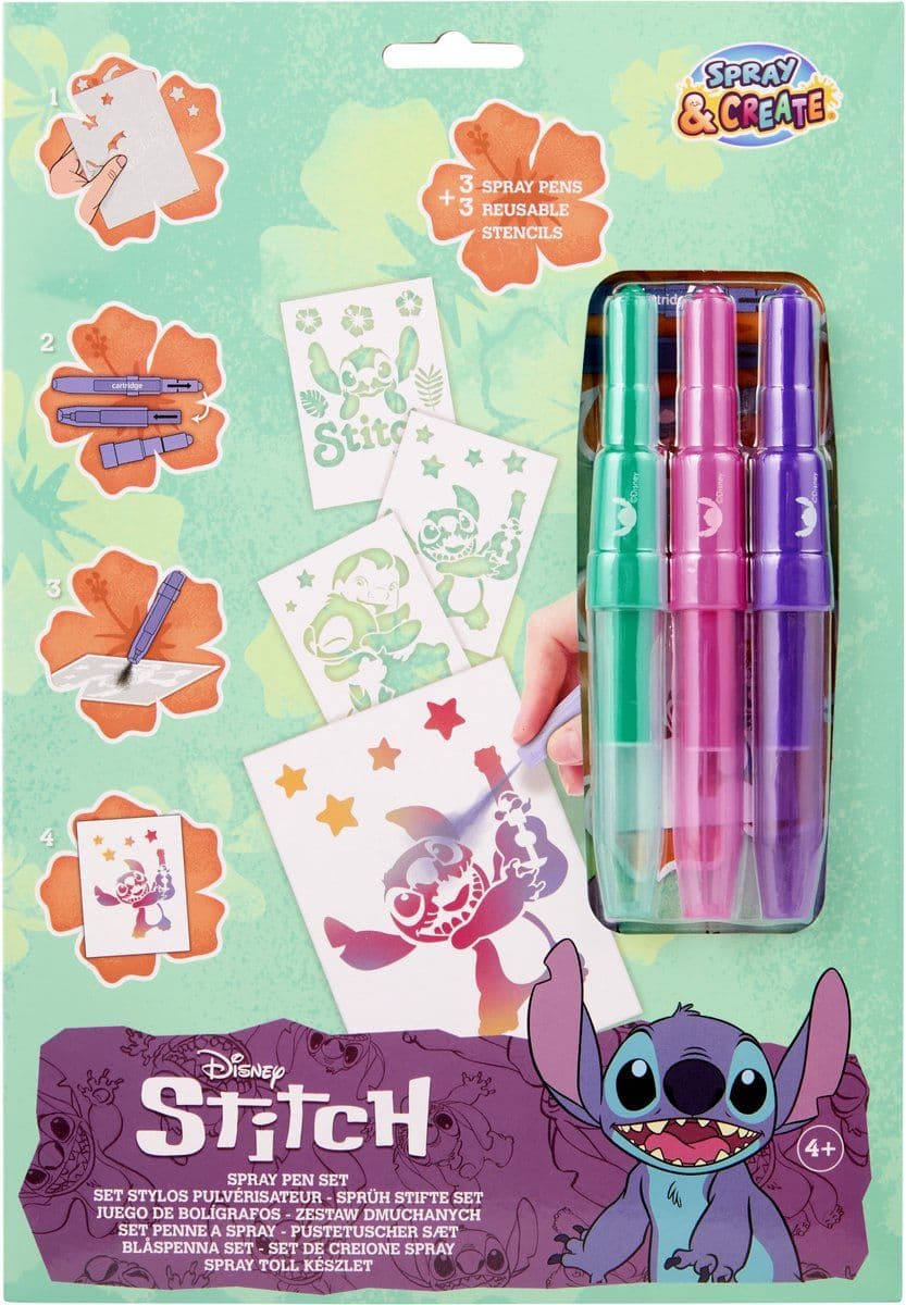 Stitch Spray Pen Set - 6 Spraypennen - A4 Envelop - Diverse Kleuren