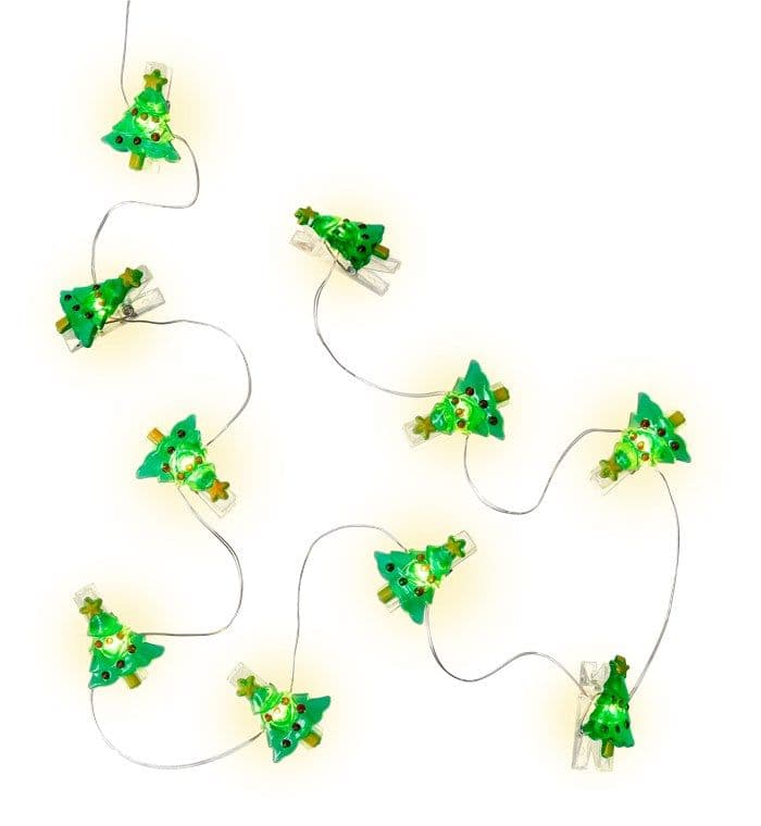 Goobay 10 LED-fotoclip-lichtketting "Christmas tree" - met timerfunctie, warmwit (3000 K), werkt op