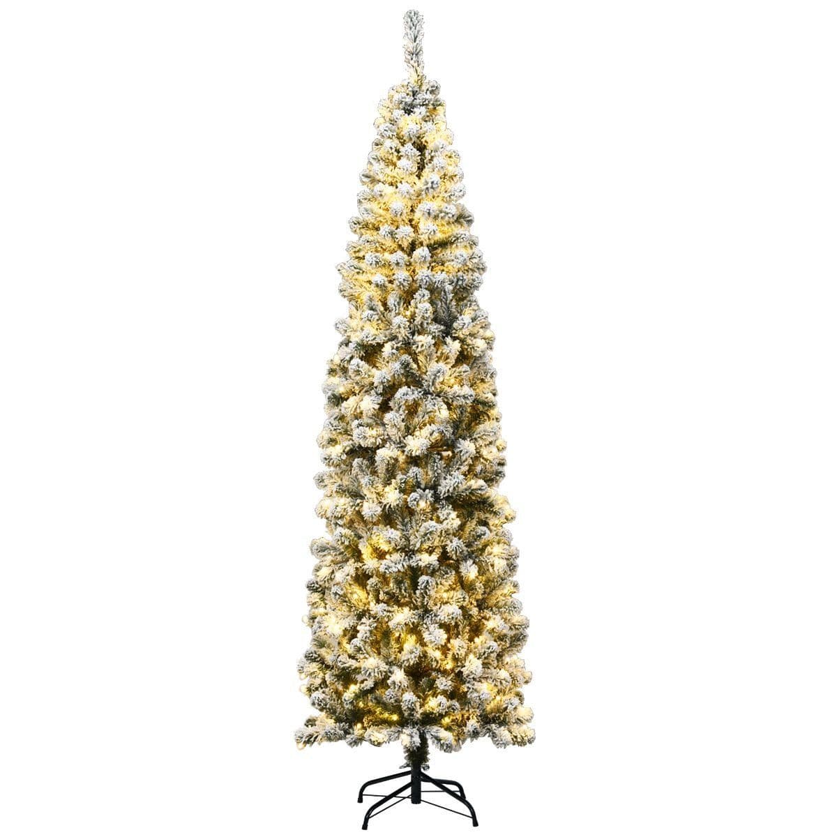 Coast Besneeuwde Slim Kunstkerstboom - LED 350 - Ø67 x 225 cm - 641 takpunten - Wit/Groen