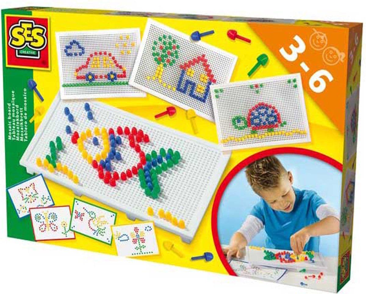 SES 14848 - Mozaiekbord - Creatief met gekleurde pinnetjes