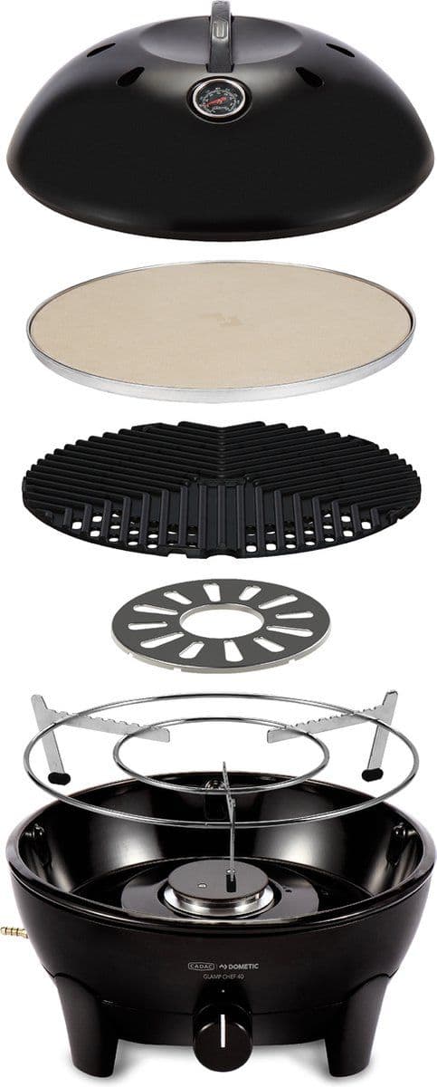 CADAC Dometic - Glamp Chef 40 - Luxe Gas BBQ met Pizzasteen en Percolatorhouder - Zwart