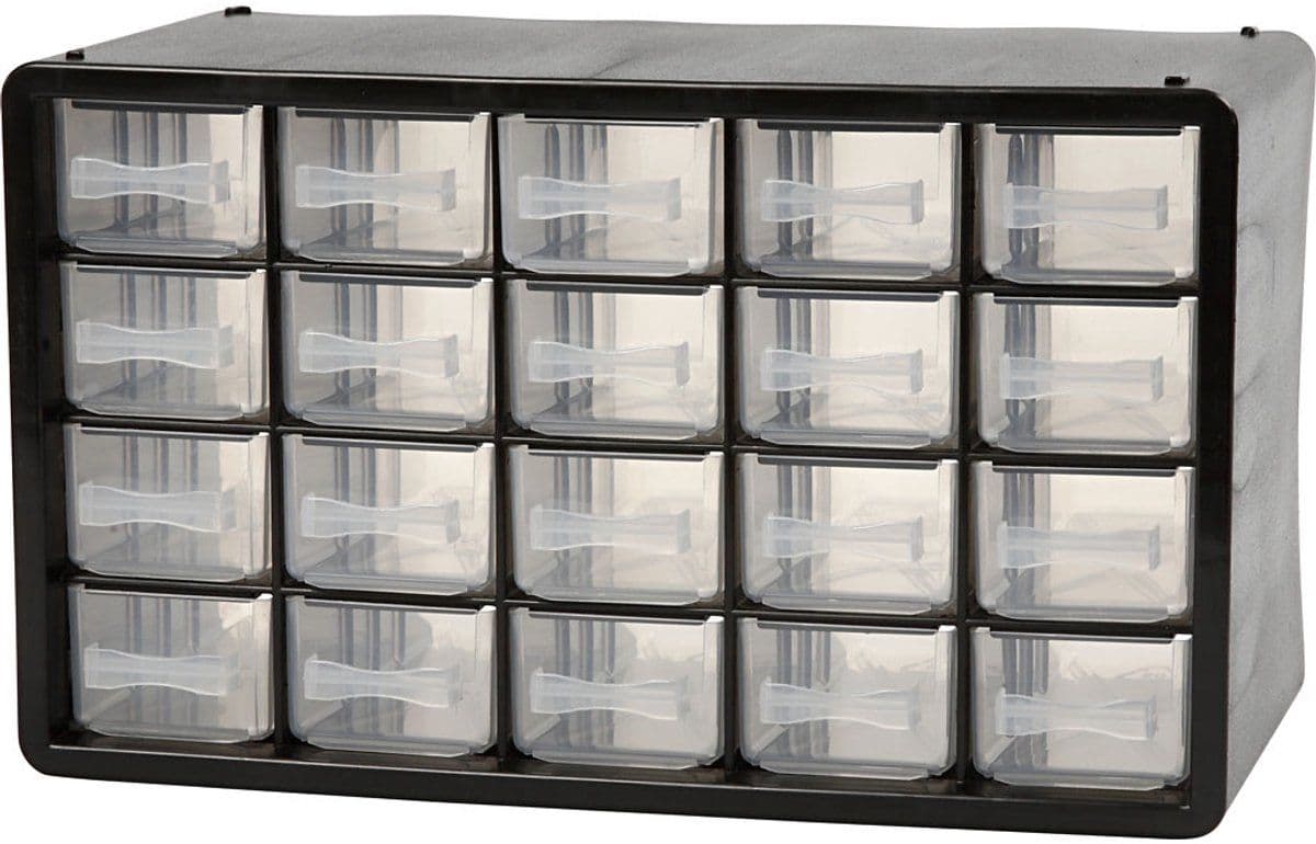 Raaco Opbergsysteem - 20 Lades - 18,4x30,5x14,9 cm - Zwart Grijs