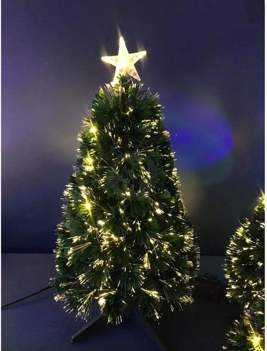 Fibre Optic kerstboom - H90 cm - 20 warm witte LED - kunstboom - verlichte kunstboom