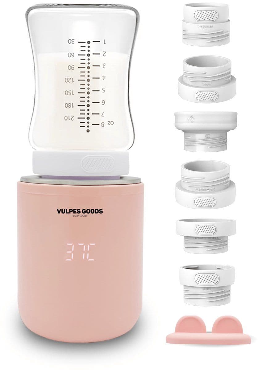 Vulpes Goods® BabyCare - Draagbare Flessenwarmer PRO - 4 Temperatuurniveaus - Roze