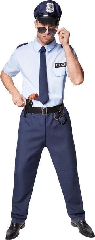 Dressforfun Herenkostuum politieagent XXL - verkleedkleding - inclusief handboeien