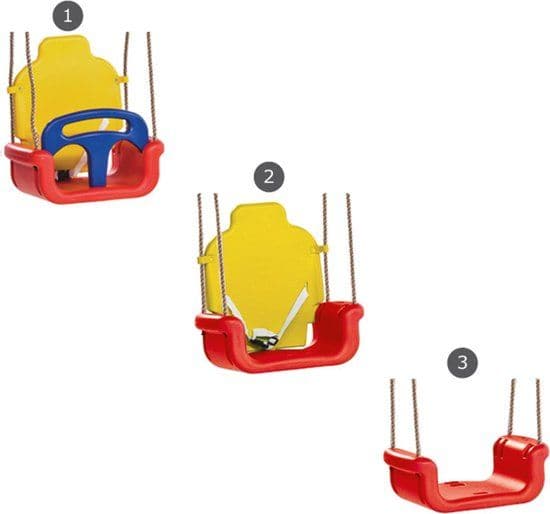 KBT babyzitje groeimodel - Schommelstoel - Rugleuning aanpasbaar - Rood/Geel/Blauw